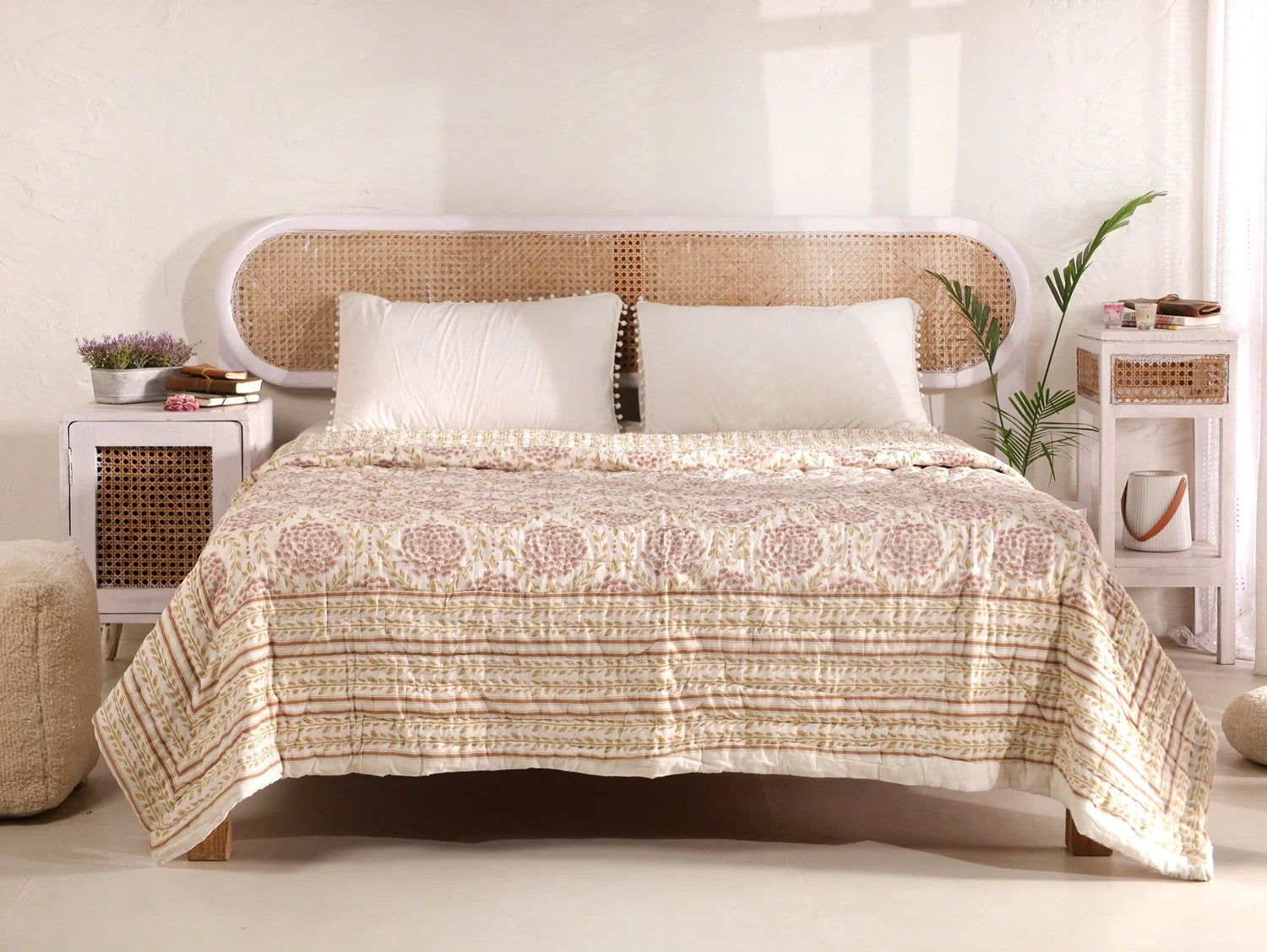 All Season Jaipuri Quilt | 100% Pure Cotton | Block Print | Double Bed - Nitya